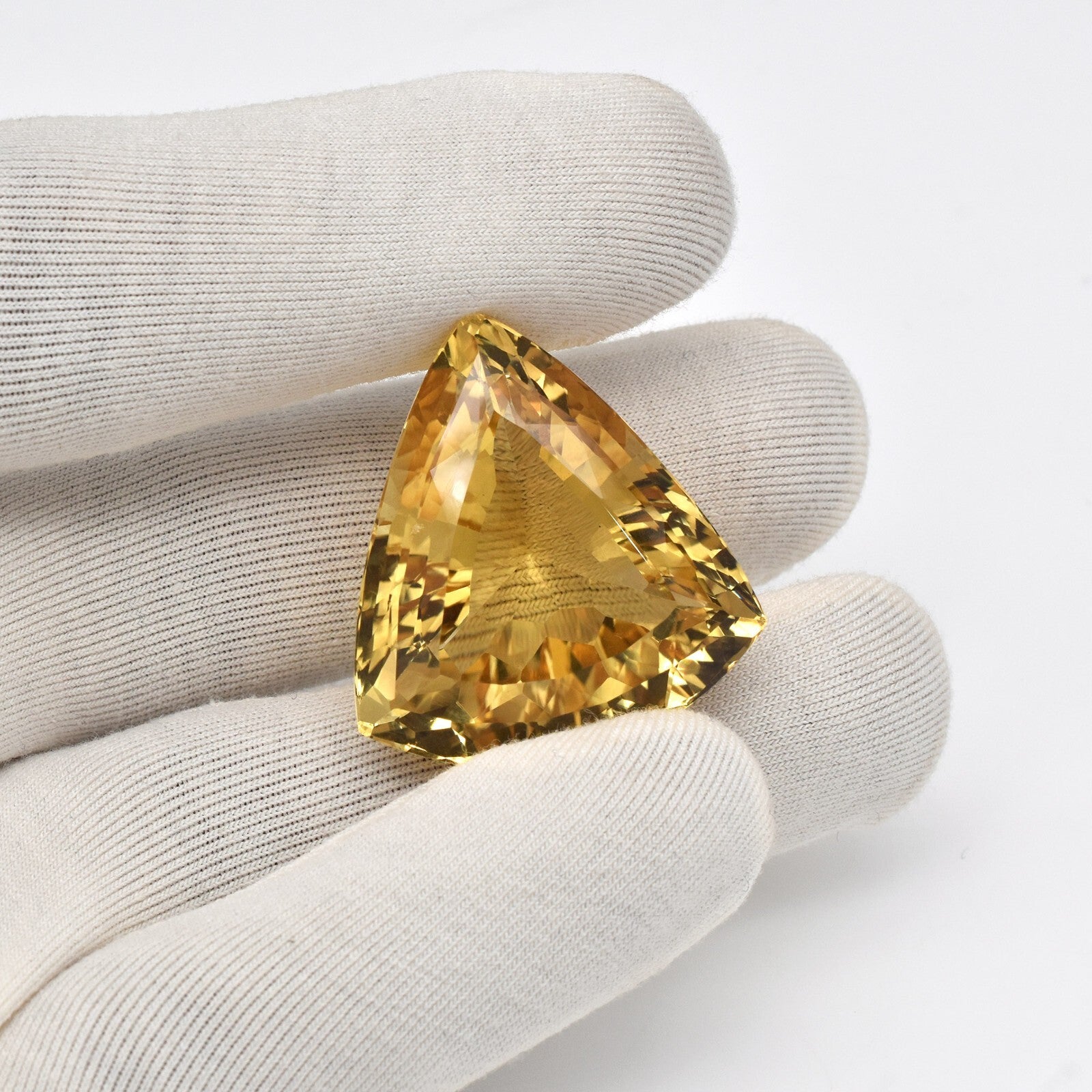 Certified Citrine Trillion 84.76 Ct Gemstone Pendant 34mm Loose Stone