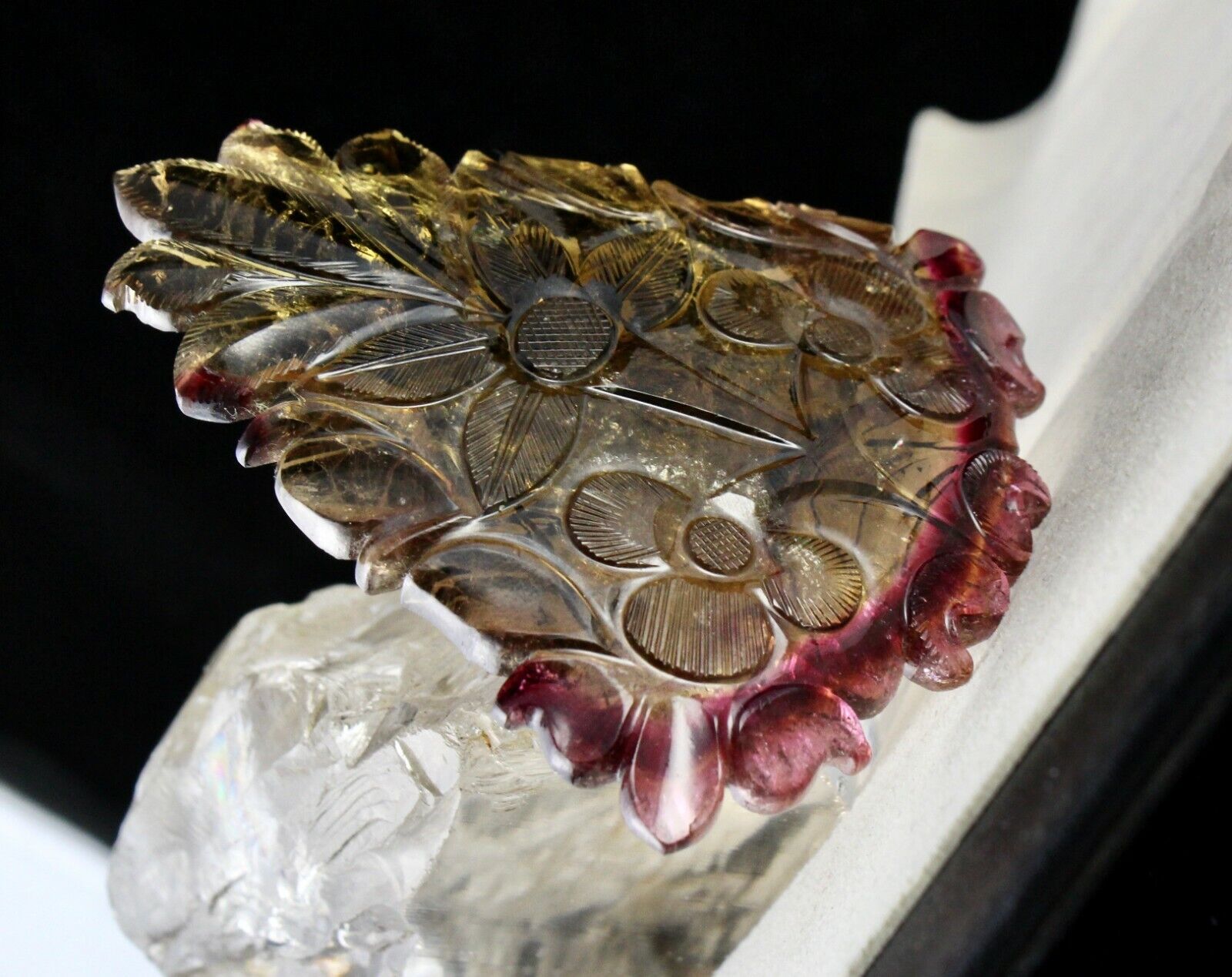 NATURAL MULTI TOURMALINE CARVED 89 x 84 MM 324 CARATS FOR DESIGNING BIG PENDANT