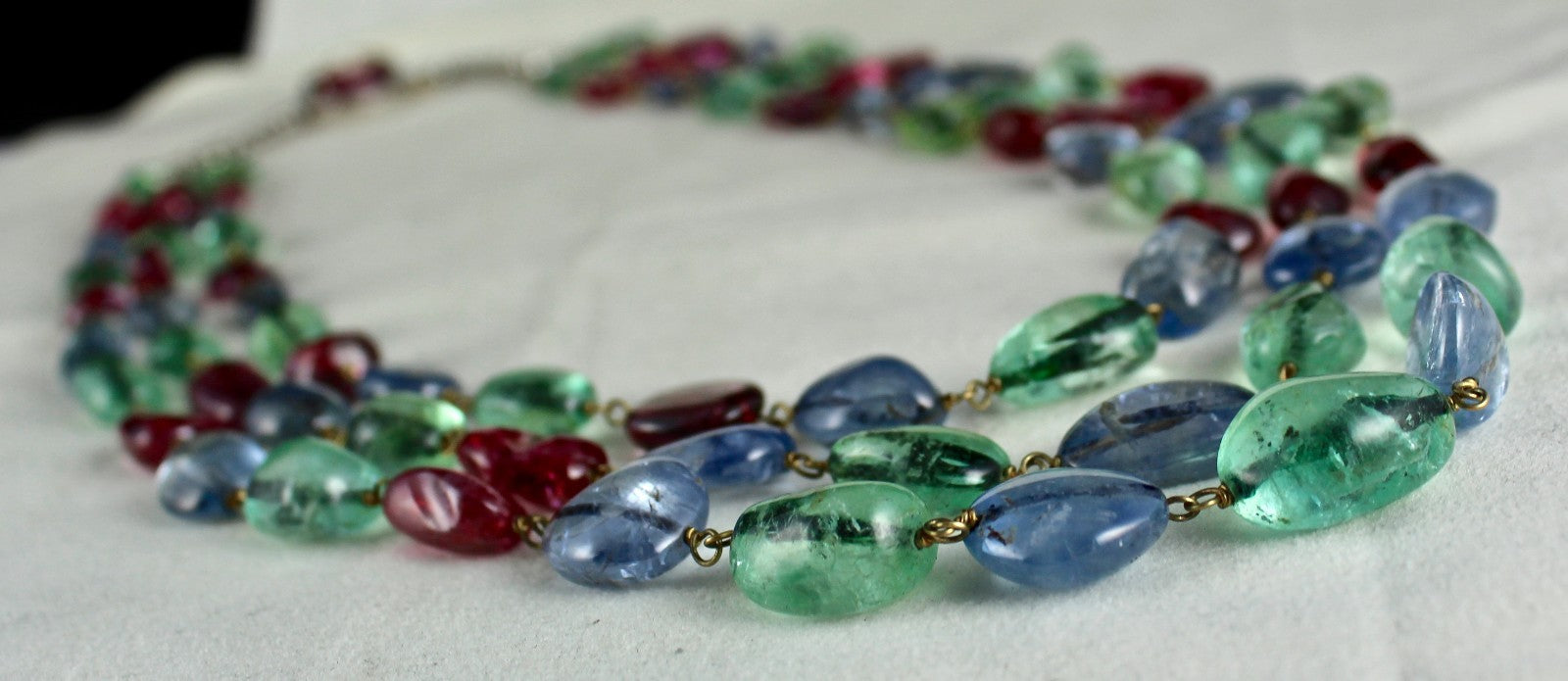 Certified Important Old Necklace Natural Emerald Sapphire Spinel 10ct Nugget