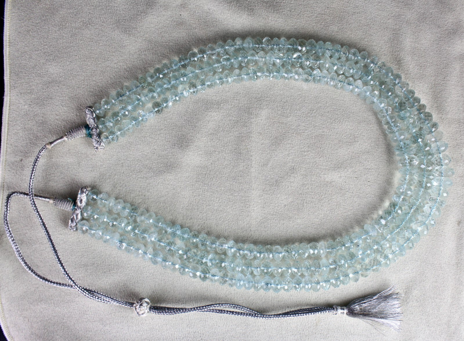 Certified Natural Blue Aquamarine 952 Ct Faceted Beads Gemstone Necklace Women