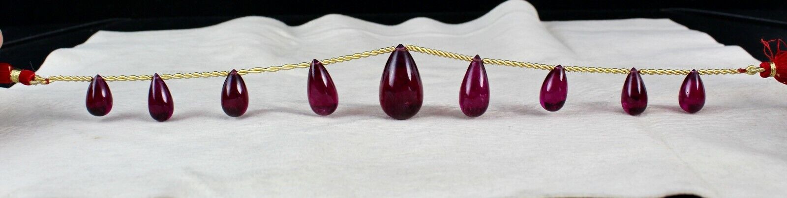 NATURAL PINK TOURMALINE RUBELLITE TEAR DROPS 161 CTS GEMSTONE NECKLACE HANGING