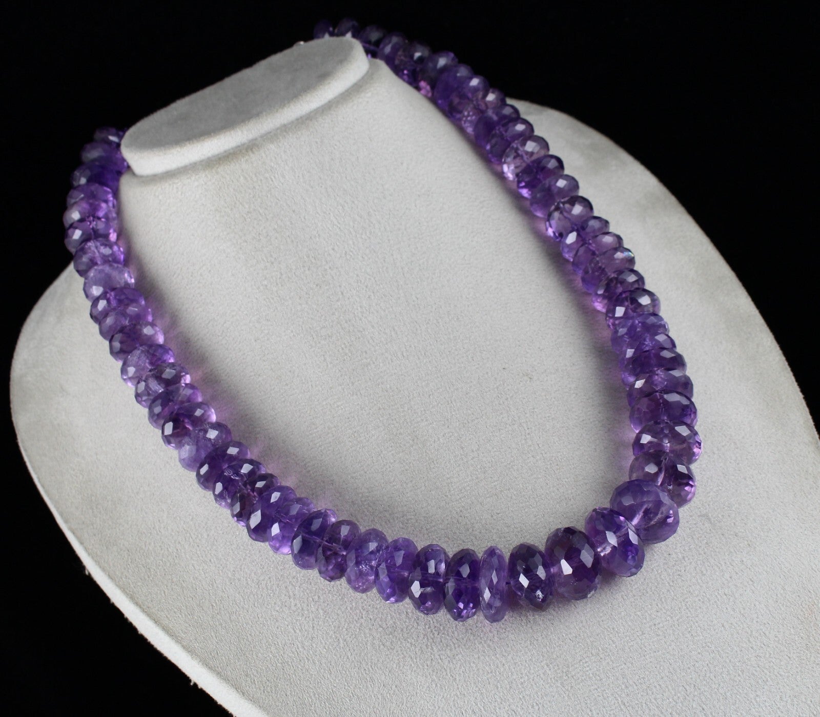 Certified Big Natural Brazilian Amethyst 1324 Ct Faceted Beads Necklace