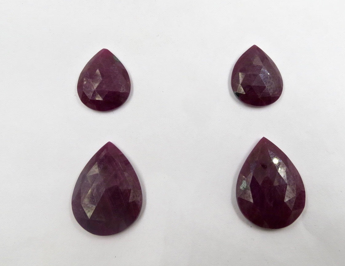 Natural Unheat Ruby 143 Ct Faceted Pear Cabochon Gem Earring Design