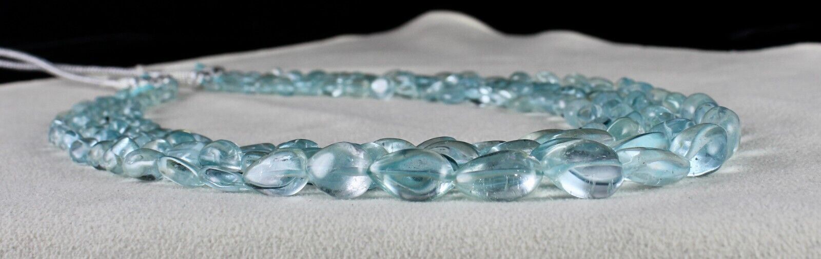 NATURAL BLUE TOPAZ BEADS DROPS 4 LINE 613 CARATS GEMSTONE BEADED FINE NECKLACE