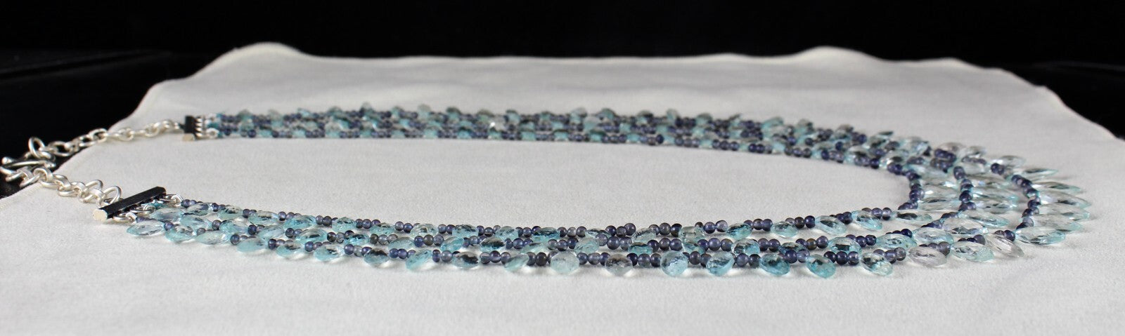 Certified Natural Aquamarine Briolette 290ct Iolite Round Gemstone Necklace