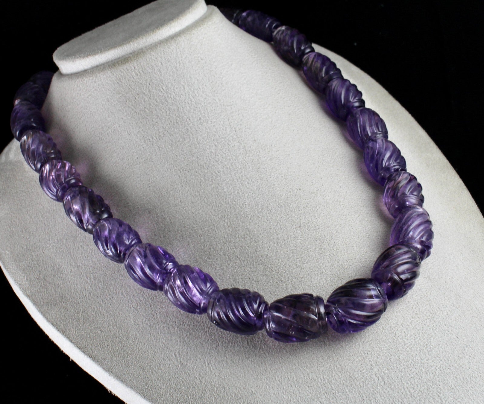 Certified Vintage 23 Pc Carved Natural Amethyst 1225 Ct Beads For Designing