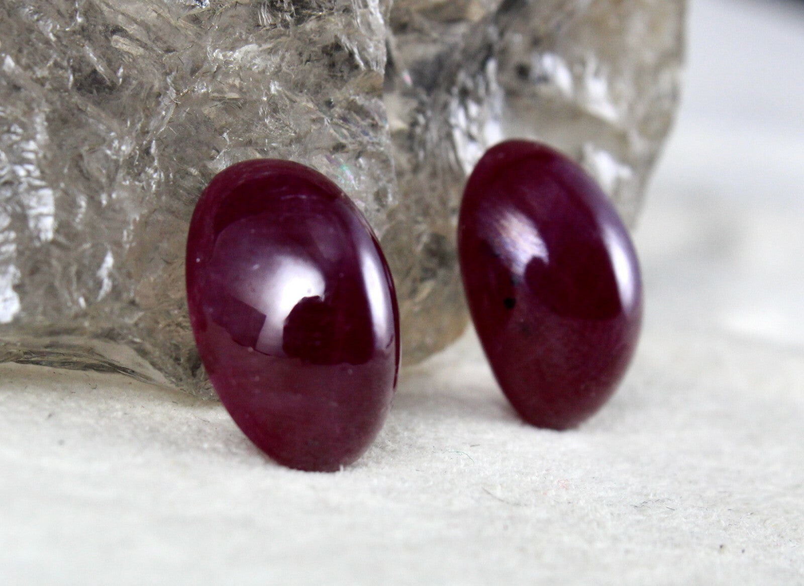 Certified Natural Untreated Ruby Oval Cabochon 36.50 Ct Gemstones Earrings