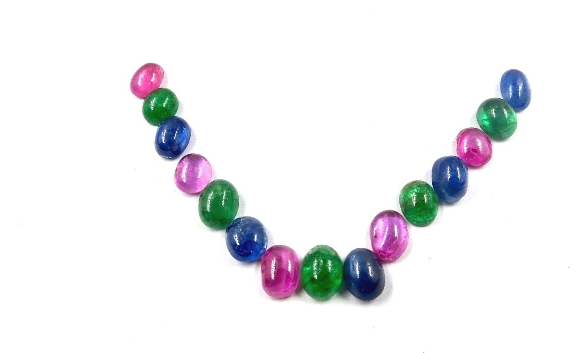 Certified Natural Emerald Sapphire Ruby Oval Cabochon Gemstone 1995ct Bracelet