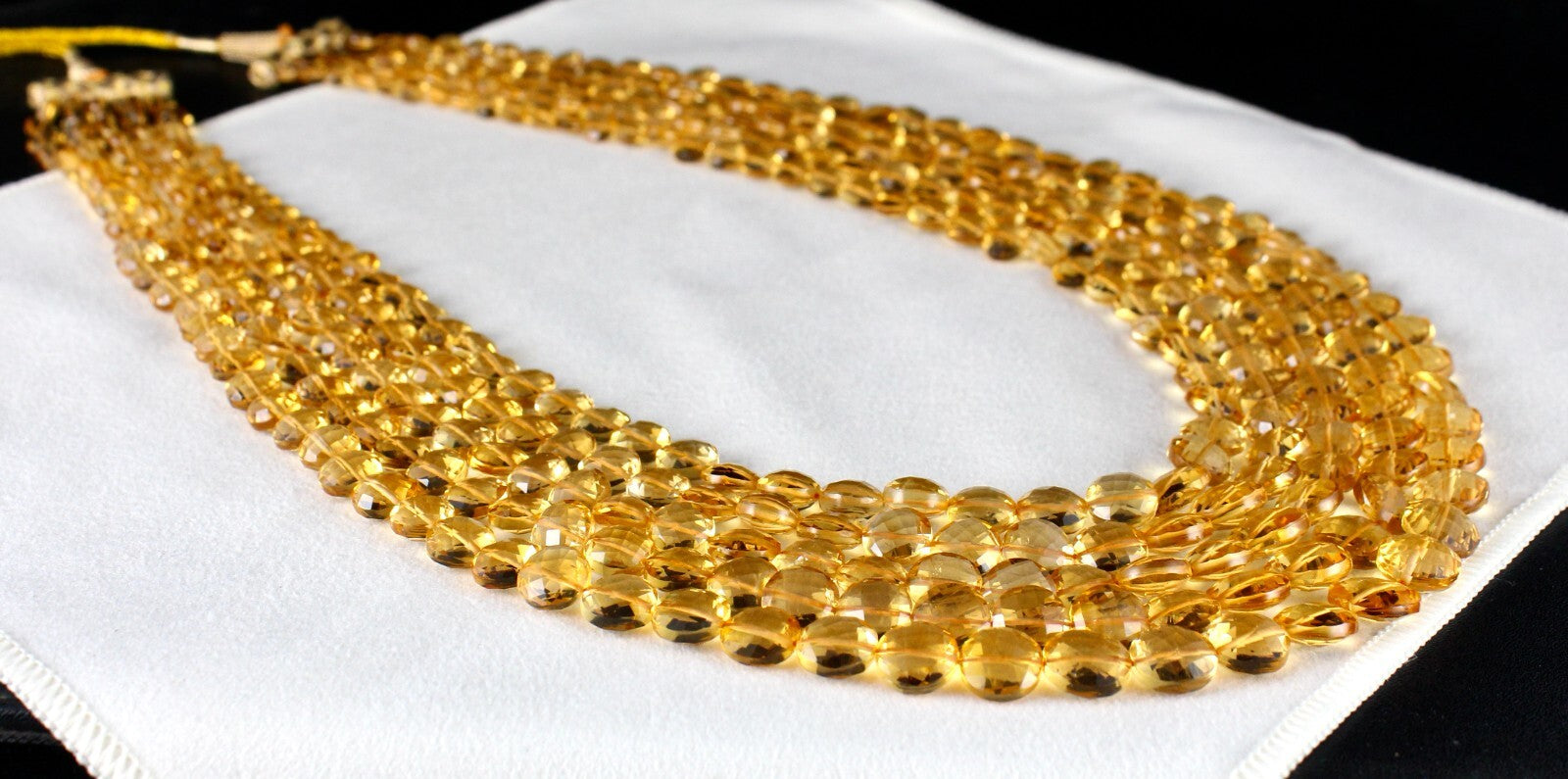 Certified Natural Yellow Citrine 626 Ct Faceted Coin Gemstone Necklace