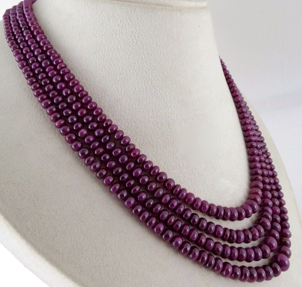 NATURAL NOHEAT RUBY BEADS ROUND 4 LINE 633 CARATS GEMSTONE LADIES NECKLACE