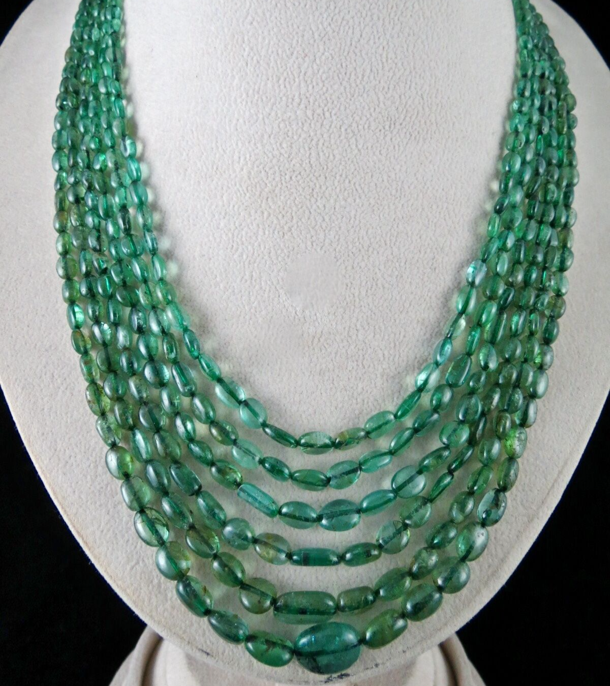 Certified Natural Emerald Necklace 398 Ct Cabochon Beads Important Gemstone