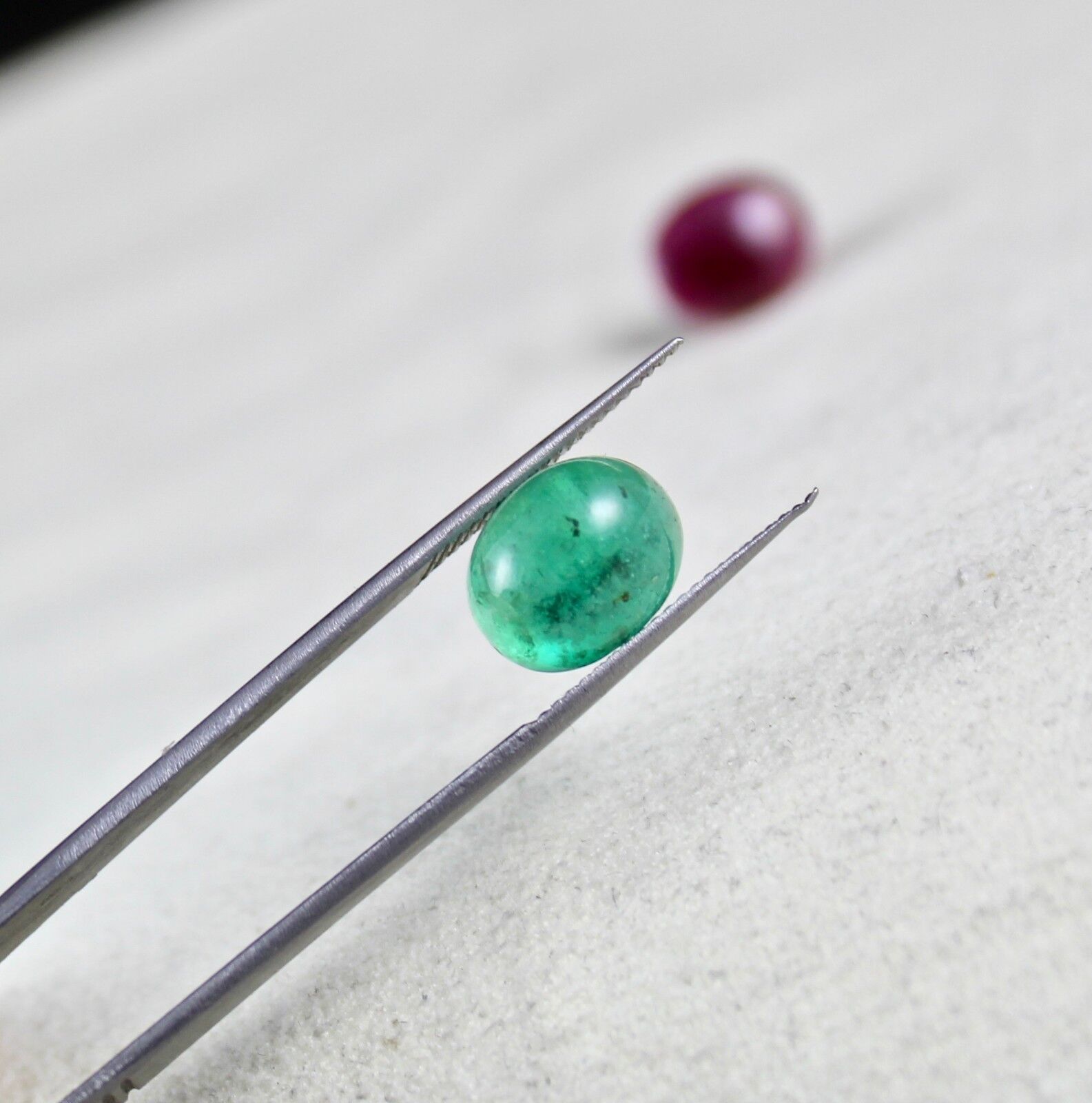 NATURAL RUBIES EMERALD CABOCHON OVAL 2 PIECES 14 CARATS GEMSTONE FOR DESIGNING