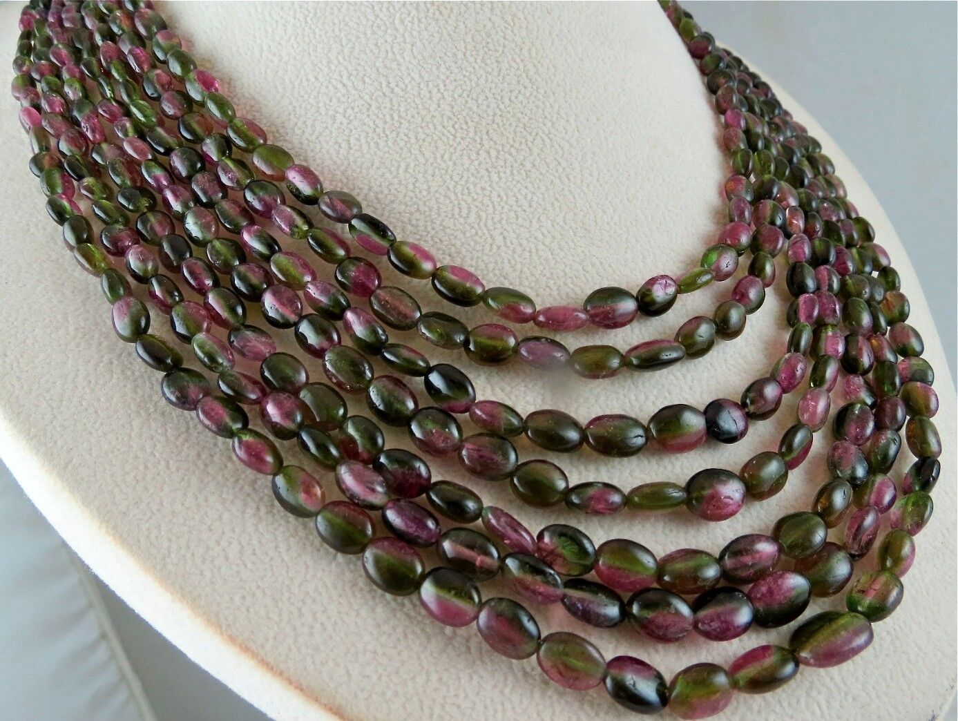 NATURAL BI COLORS MULTI TOURMALINE BEADS CABOCHON 582 CTS GEMSTONE NECKLACE