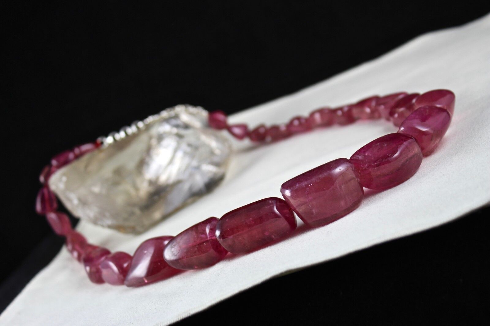 Natural Pink Tourmaline Rubellite Tumble 34mm Big 1403 Ct Stone Beaded Necklace