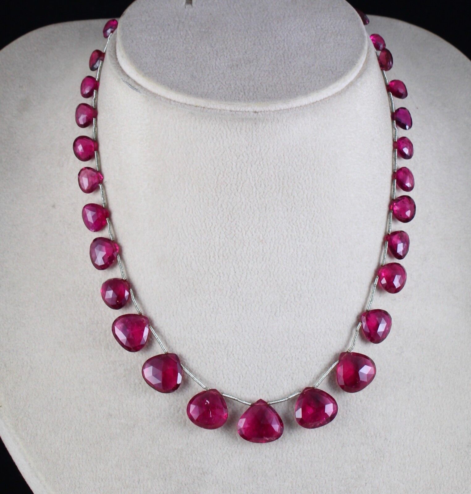 GTL CERTIFIED NATURAL PINK TOURMALINE RUBELLITE DROPS 97 CTS GEMSTONE NECKLACE