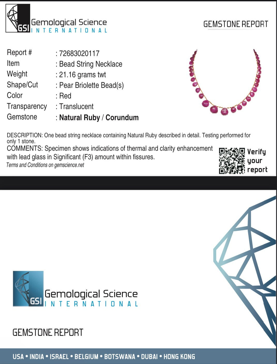 Certified Ruby 89ct Faceted Heart Drops Gemstone Necklace 39pc Fashion