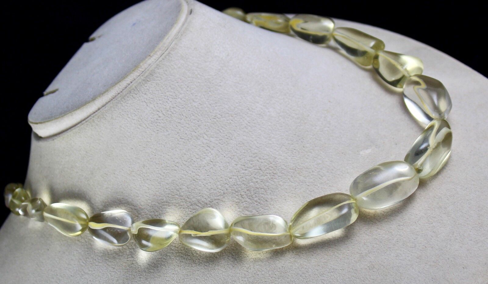 NATURAL LEMON QUARTZ TUMBLE SEMI PRECIOUS BEADS 1 L 580 CARATS GEMSTONE NECKLACE