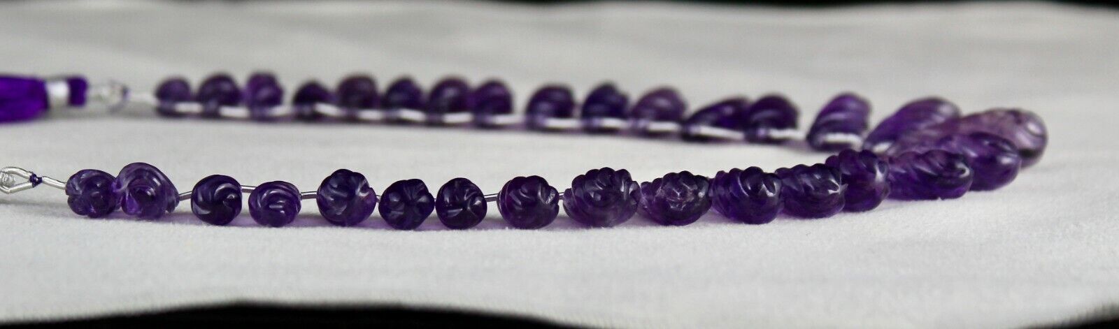 NATURAL AMETHYST CARVED TEAR DROPS 31 PCS 197 CARATS GEMSTONE HANGING DESIGNING