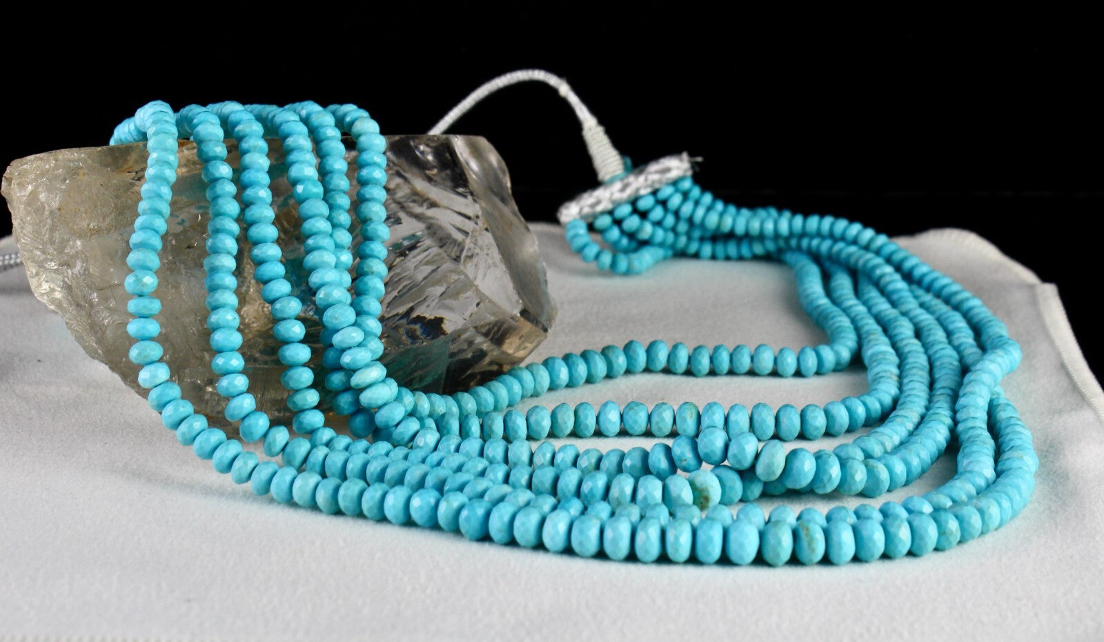 Certified Natural Turquoise Round Beads Necklace 634 Ct Vintage Blue Gemstone