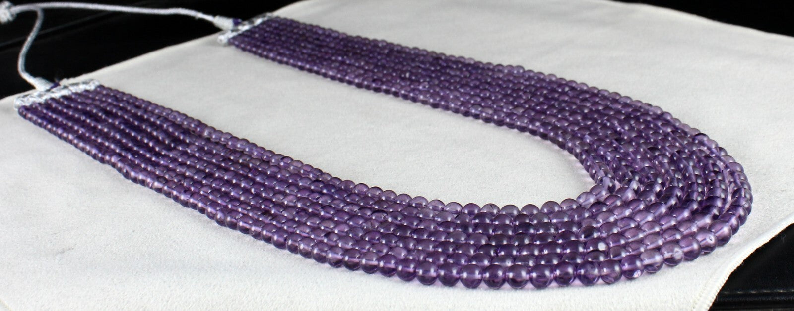 Natural Amethyst 7 Line Beads Necklace 804 Ct Purple Fashion Gemstone For Women