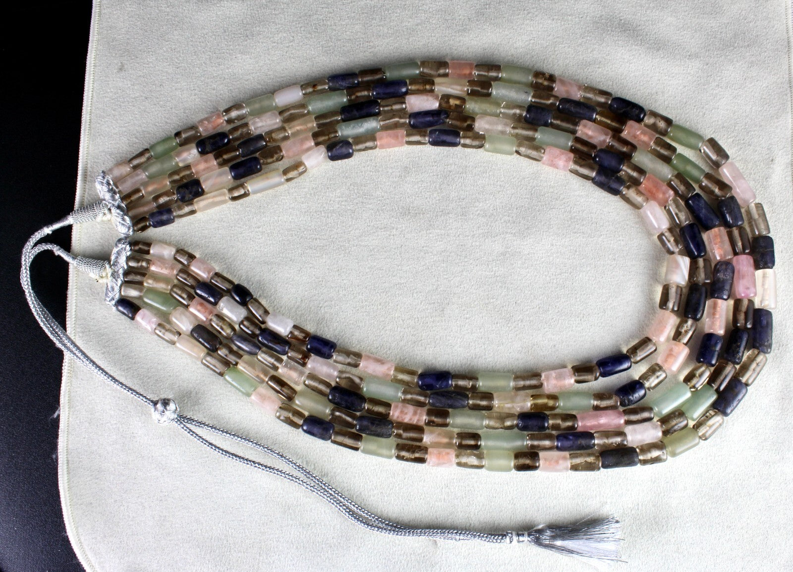 Multi Natural Semi Precious Tube Beads Gemstone Necklace 5 L 1189 Ct