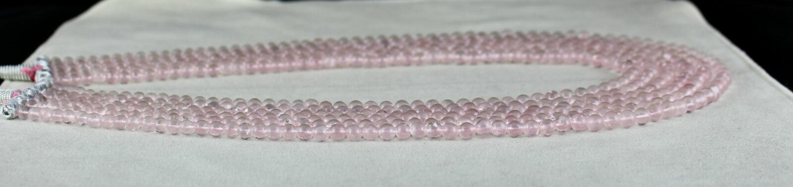 Natural Rose Quartz Beaded Necklace 775 Ct Round Ladies Gemstone 6 L