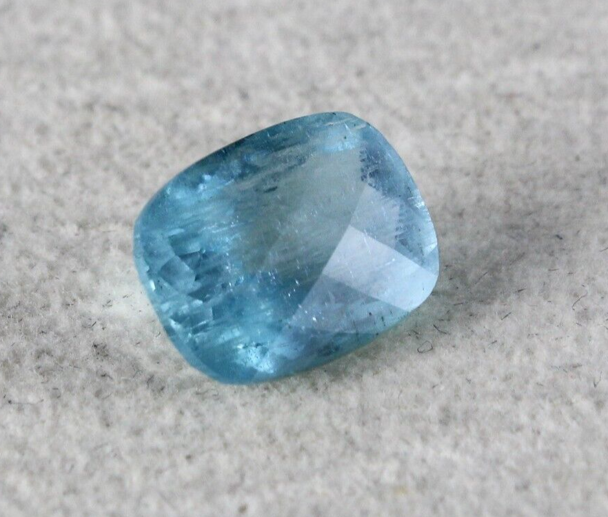 Natural Blue Aquamarine 4.38ct Cushion Cut Gemstone Ring Pendant