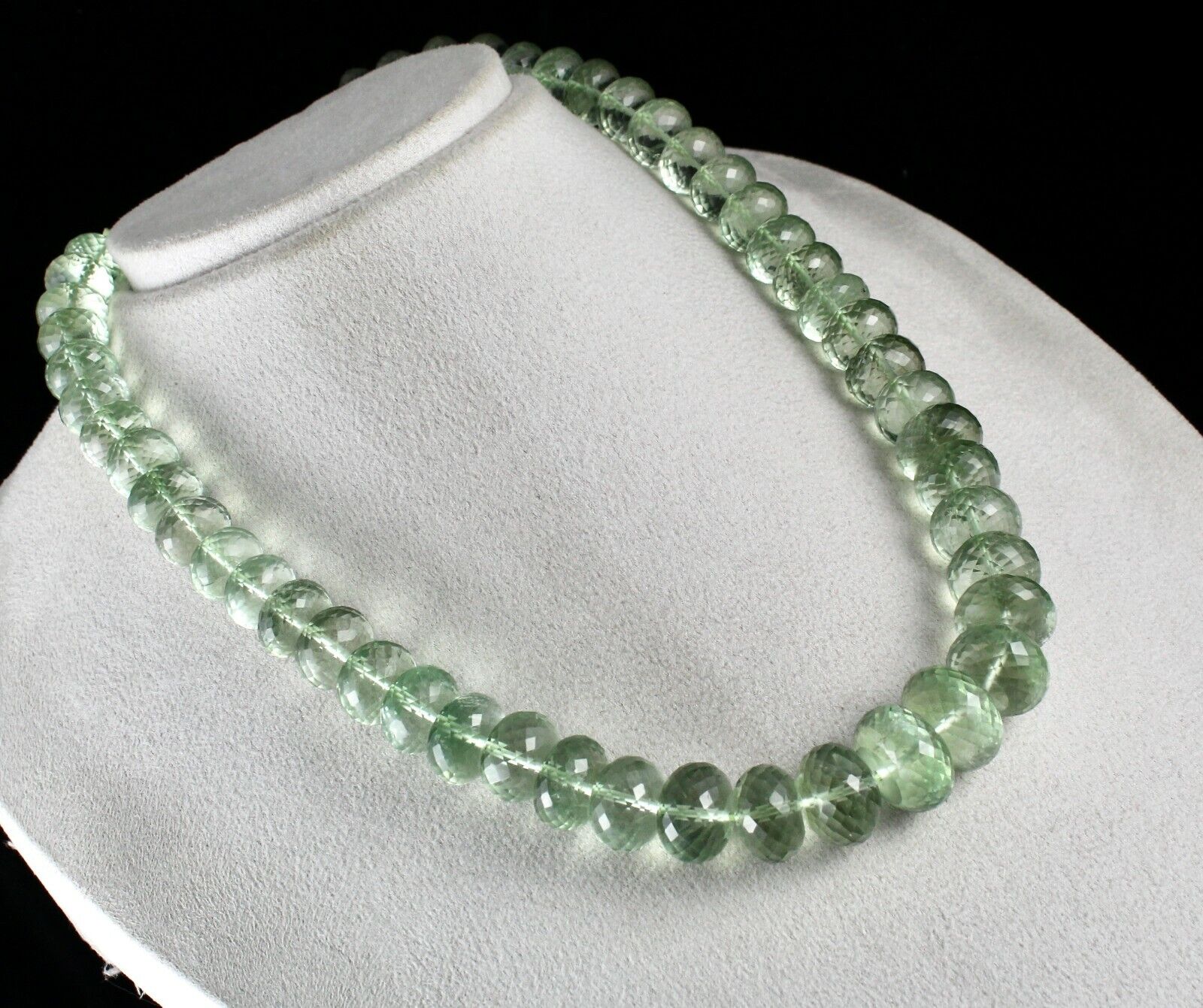 Natural Green Amethyst Beads Faceted Round 867 Ct Gemstone Statement Necklace