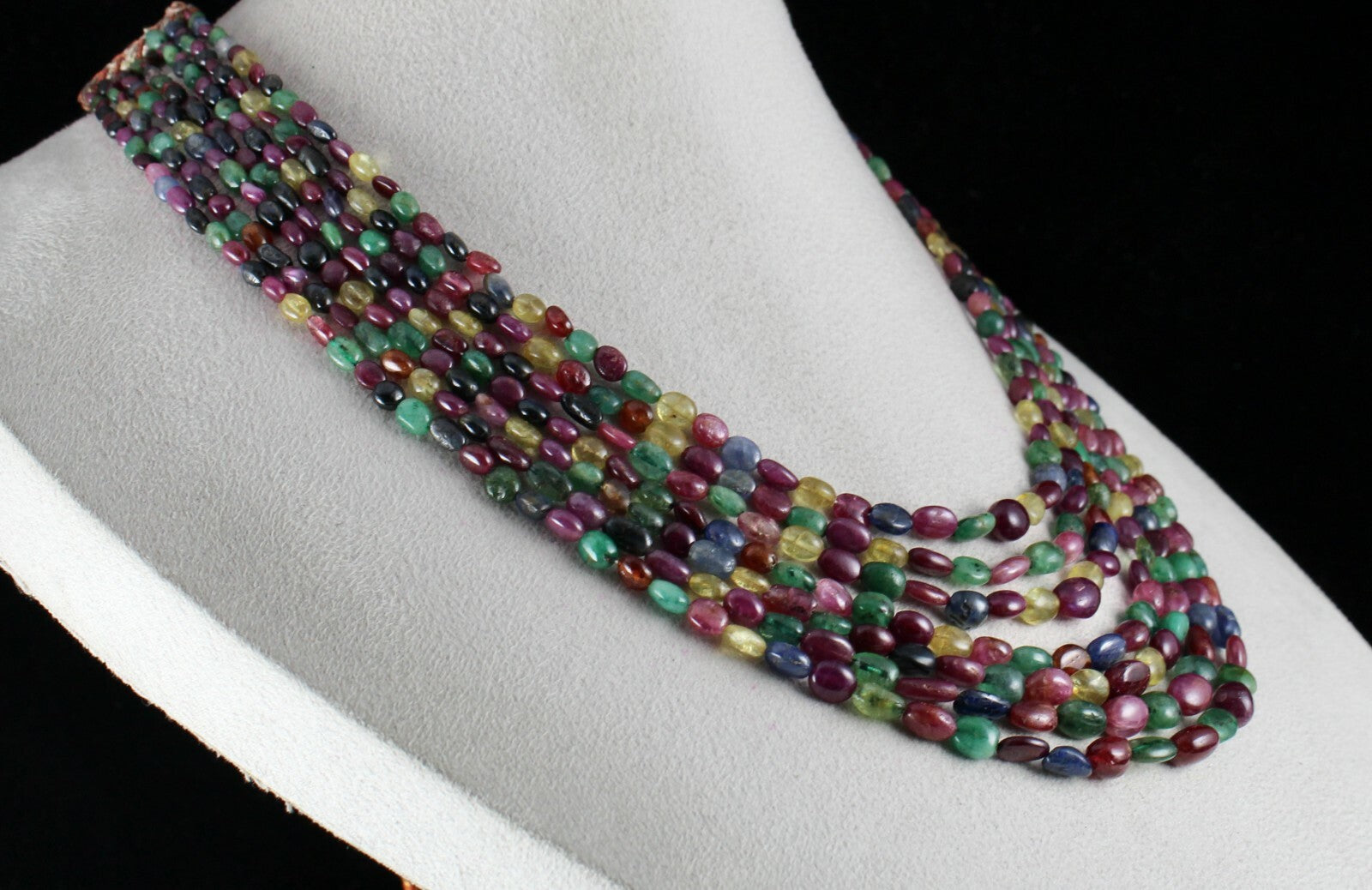 Certified Natural Emerald Ruby Sapphire Hessonite 542ct Gemstone Necklace