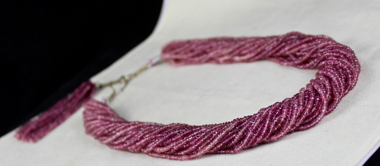 NATURAL PINK TOURMALINE BEADS FACETED 915 CTS GEMSTONE LADIES SILVER NECKLACE