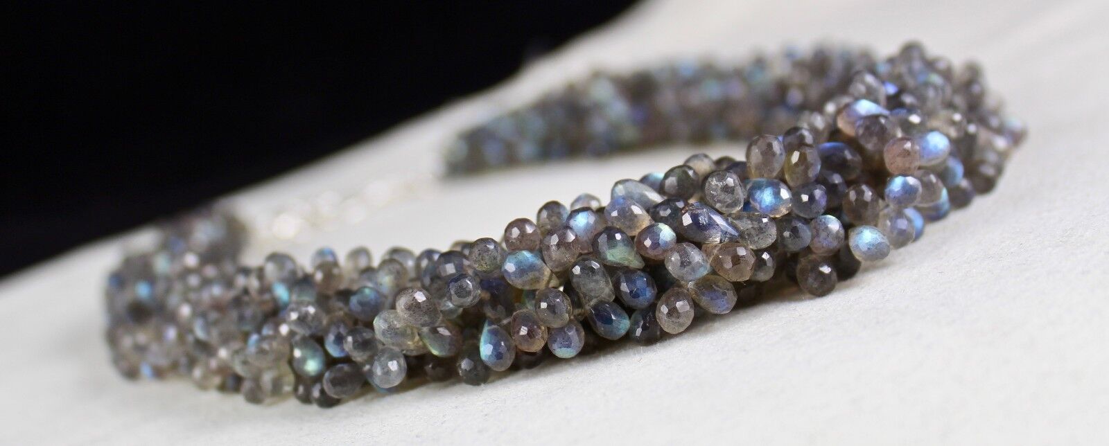 Natural Labradorite Teardrop 5 L 693 Ct Grey Gemstone Party Silver Necklace