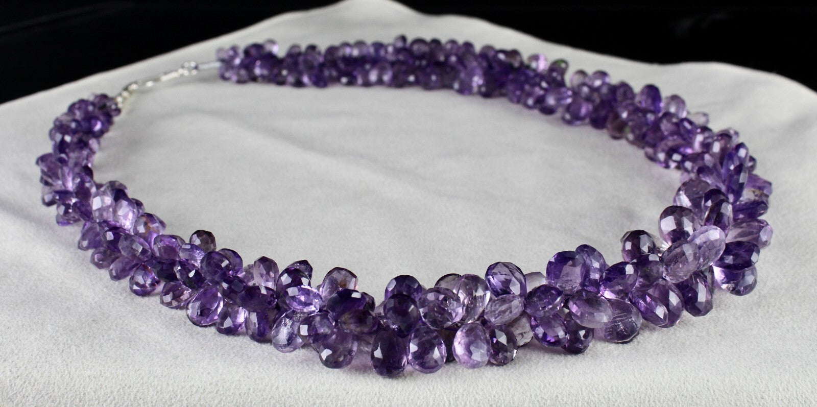 Certified Top Amethyst Beaded Drops 1079 Carats Sterling Silver String Bunch