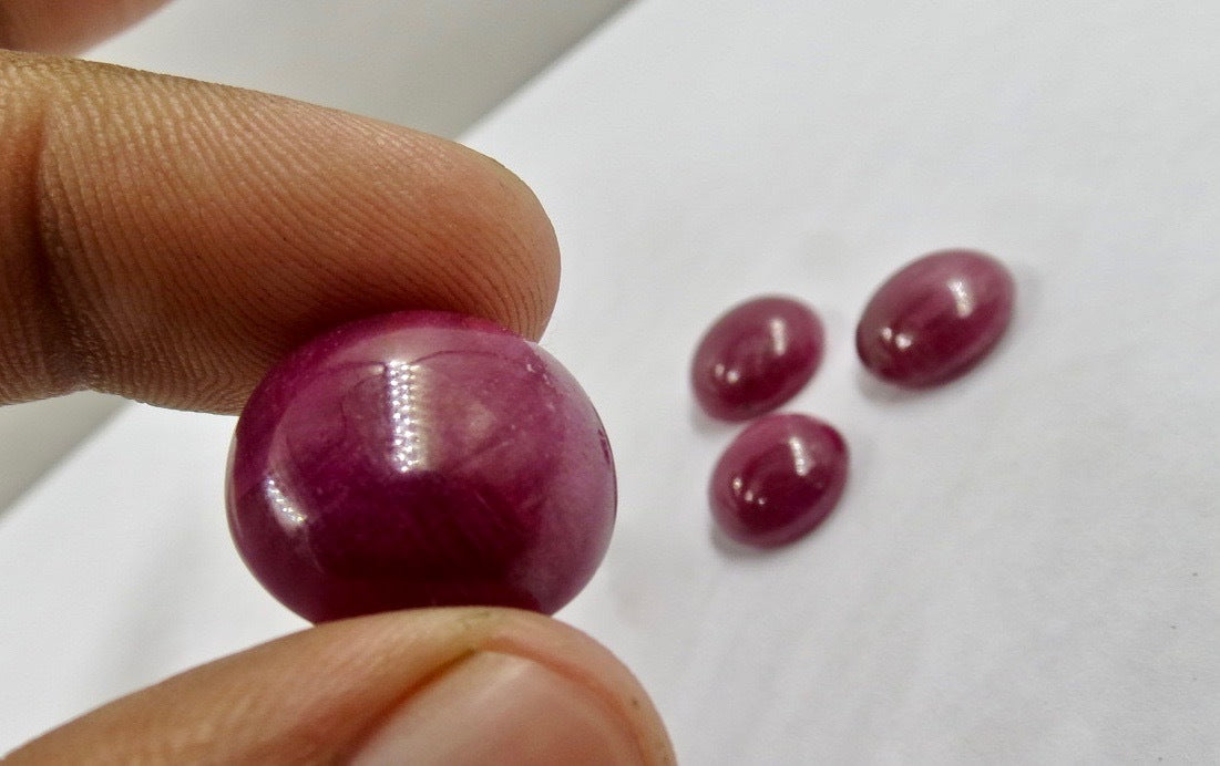Certified Natural Untreated Ruby Cabochon 61.10ct Gemstone 4pc Jewelry Set