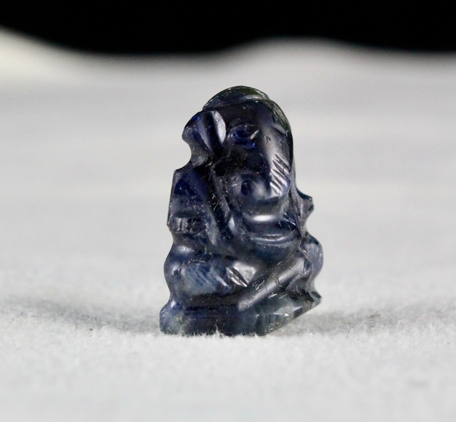 Natural Black Sapphire 18.95 Ct Carved Ganesha Gemstone Ring Pendant Spiritual