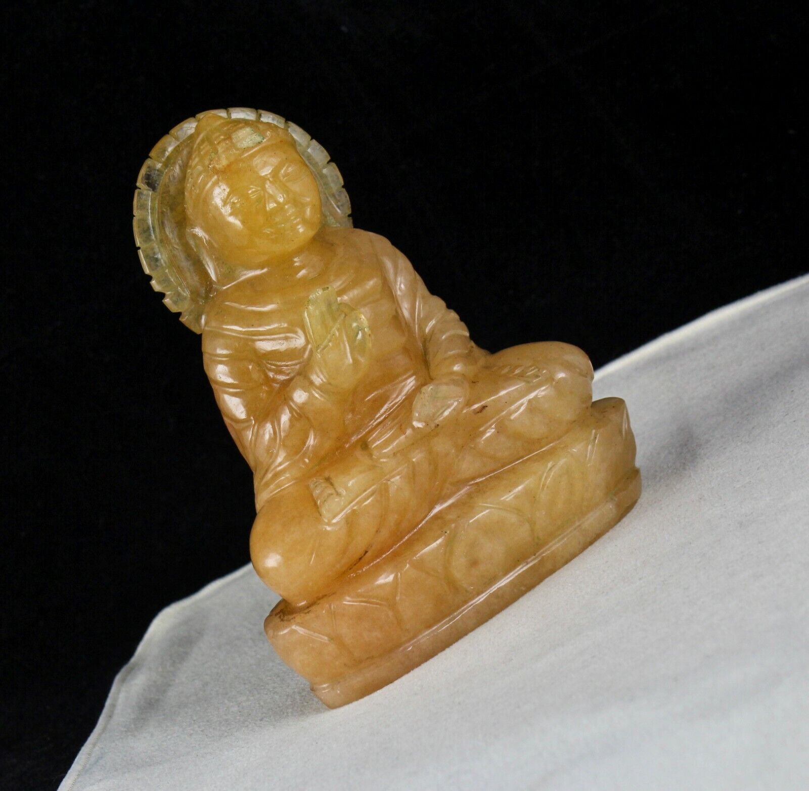 SPIRITUAL NATURAL ORANGE QUARTZ 2330 CARAT GEMSTONE BUDDHA STATUE FOR HOME DECOR