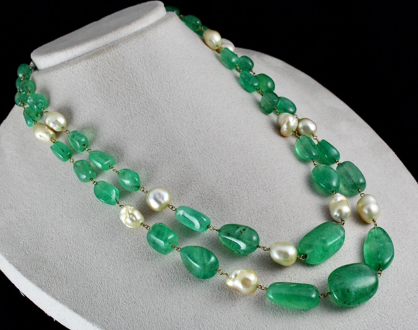 Certified Estate Aaa+ Natural Colombian Emerald 670 Ct Beads Necklace For Women