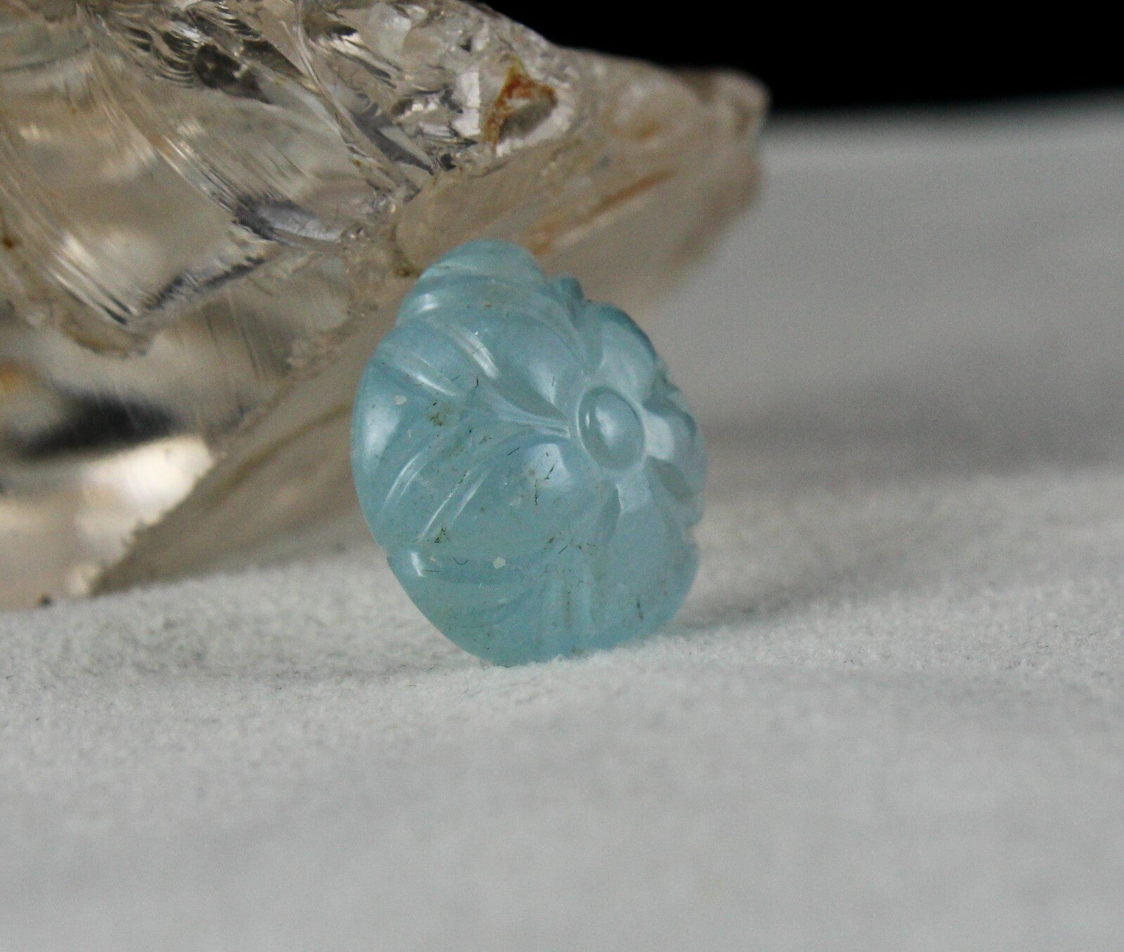 Natural Blue Aquamarine 15.18ct Carved Gemstone For Pendant Ring