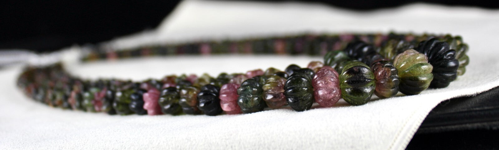 Certified Estate Natural Multi Tourmaline 920ct Melon Carved Gemstone Necklace