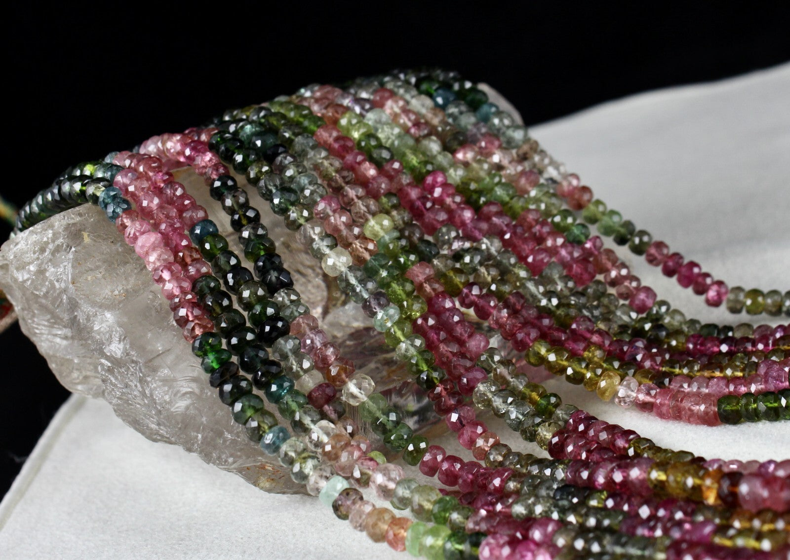 Certified Natural Multi Tourmaline Faceted Beads Necklace 670 Ct For Women