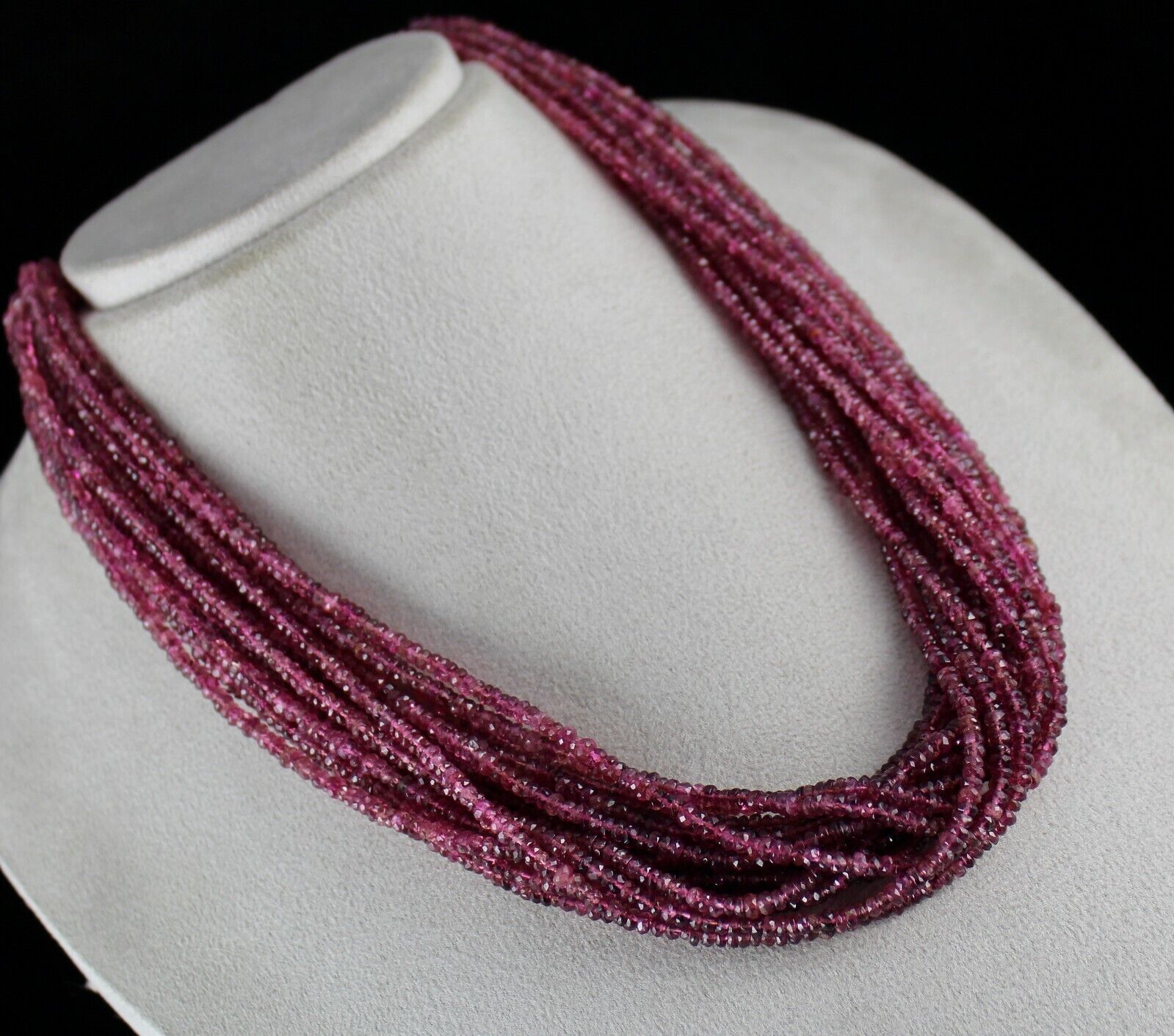 Natural Pink Tourmaline Beaded Necklace 15 L 798 Cts Facet Gemstone Silver Clasp