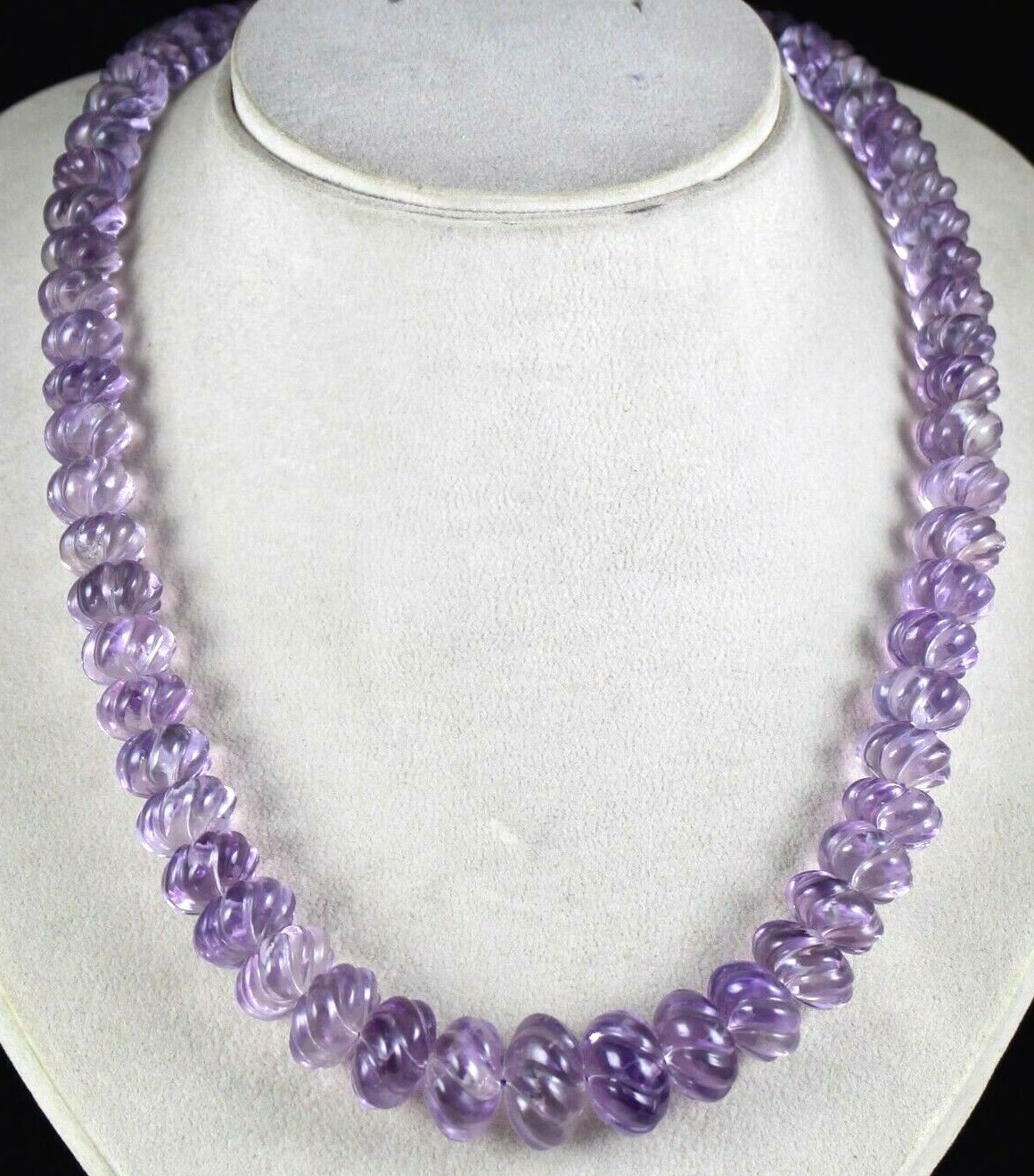 Natural Amethyst Beads Carved Melon 1 L 713 Ct Purple Gemstone Fashion Necklace