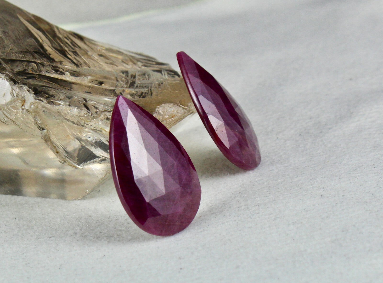 Natural Unheat Ruby Pear Faceted Cabochon 4pc 110ct Loose Gemstone Earrings
