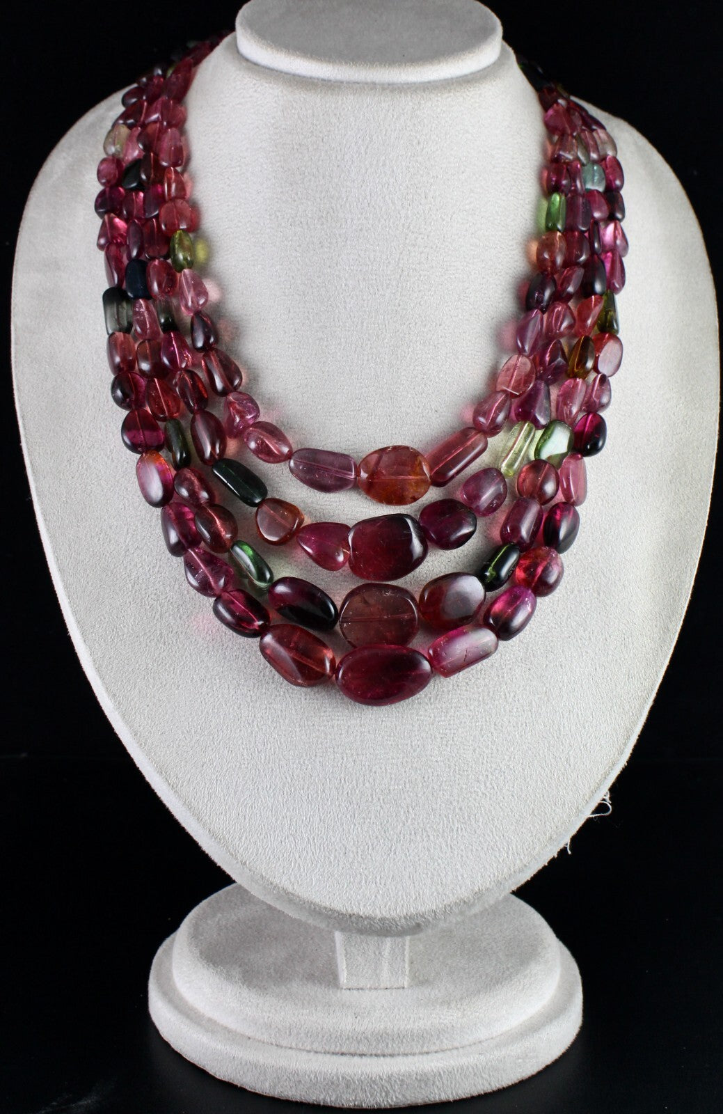 Certified Natural Multi Tourmaline Beads Tumble Gemstone Necklace 1445 Ct