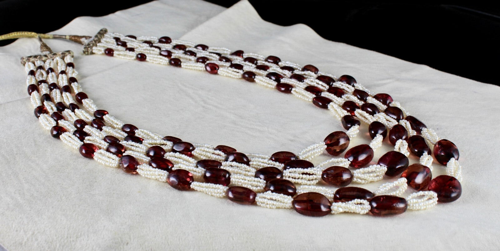 Certified Antique Natural Tourmaline 656ct Pearl Beaded Estate Necklace