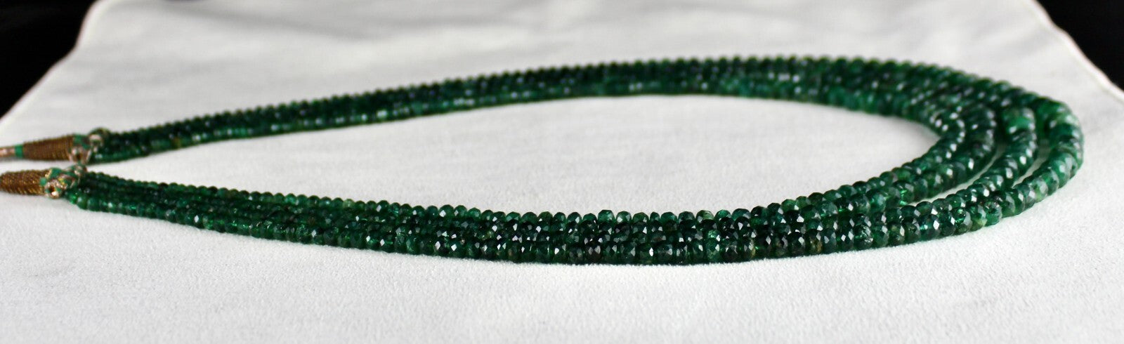 Certified Vintage Natural Emerald 389 Ct Bead Faceted Gemstone Necklace