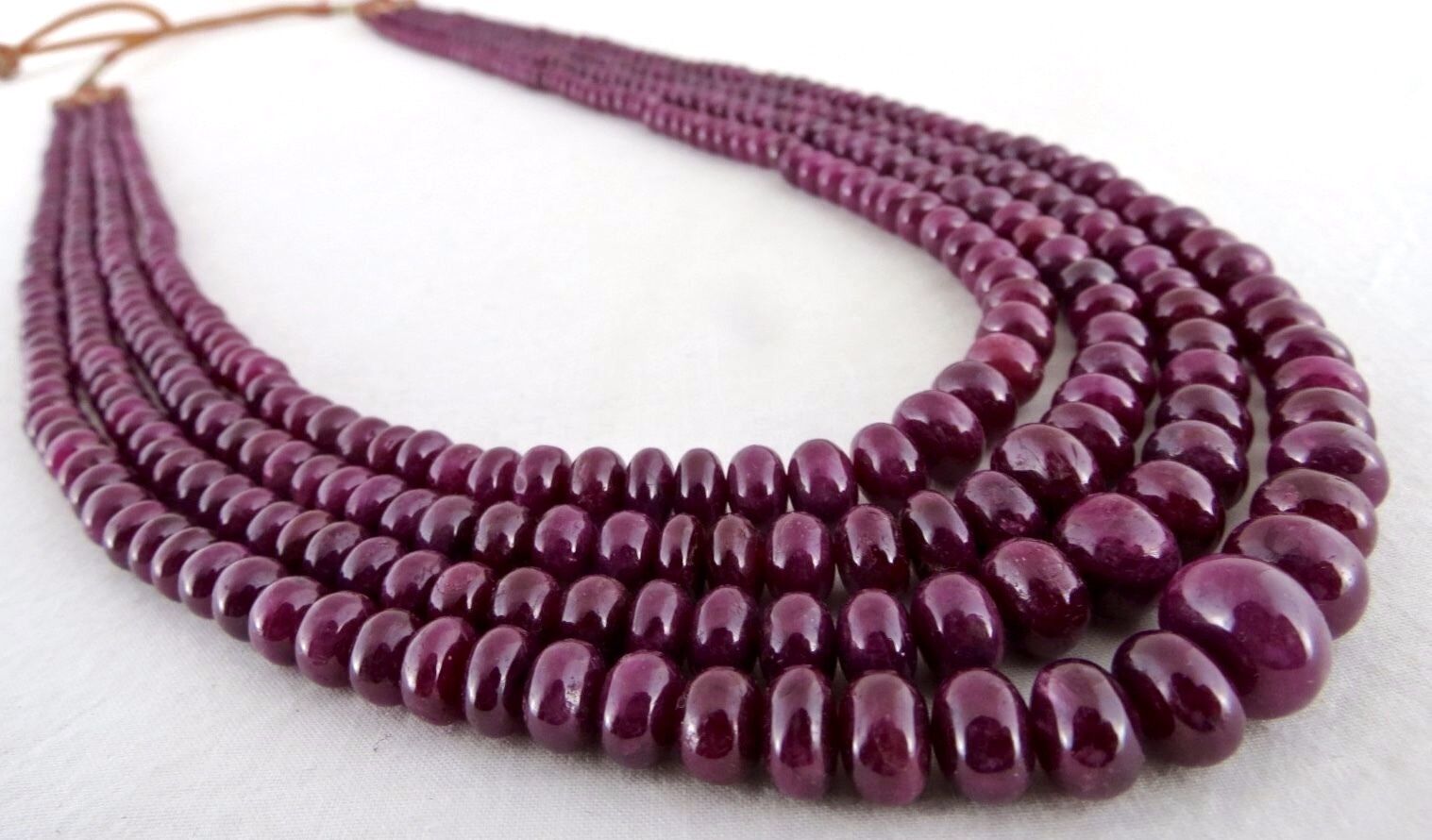 NATURAL NOHEAT RUBY BEADS ROUND 4 LINE 633 CARATS GEMSTONE LADIES NECKLACE