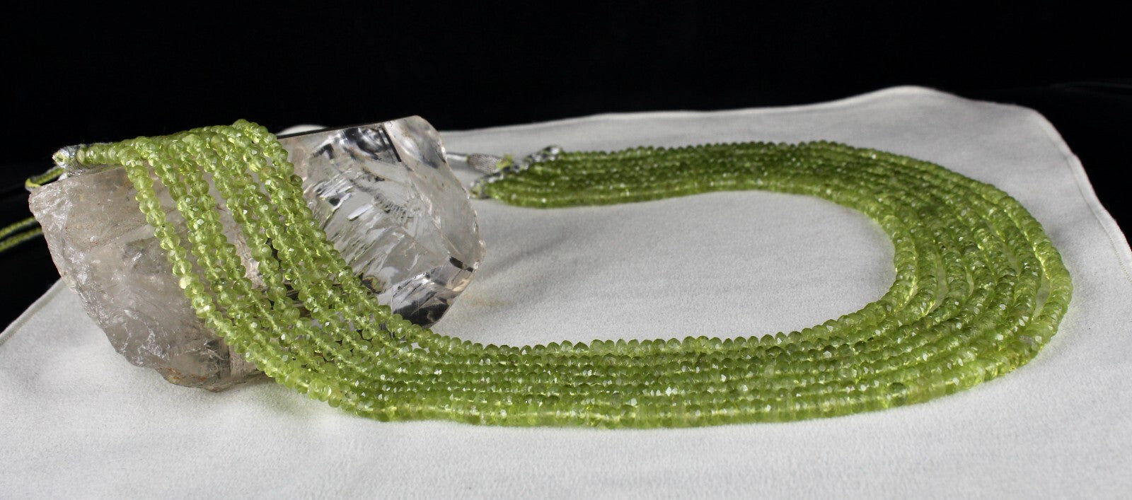 Natural Peridot Beads Faceted Round Necklace 717ct Gemstone For Women