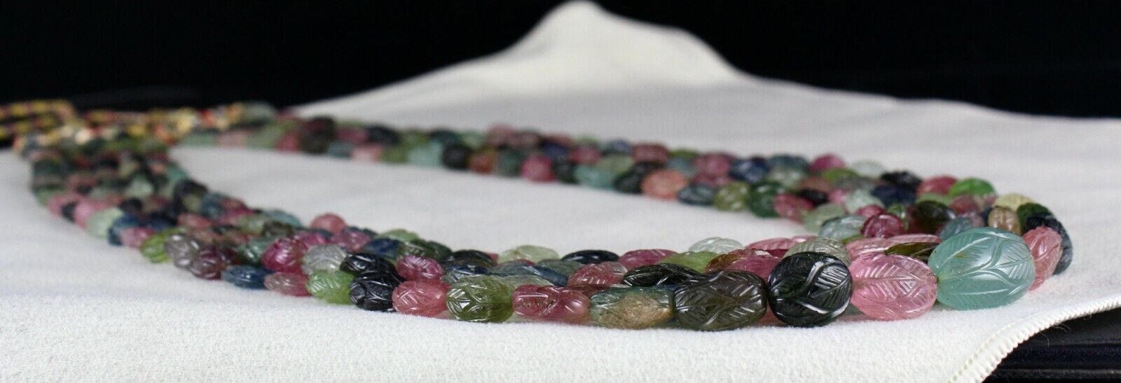 NATURAL MULTI TOURMALINE AQUAMARINE BEADS ENGRAVED 824 CARATS LADIES NECKLACE