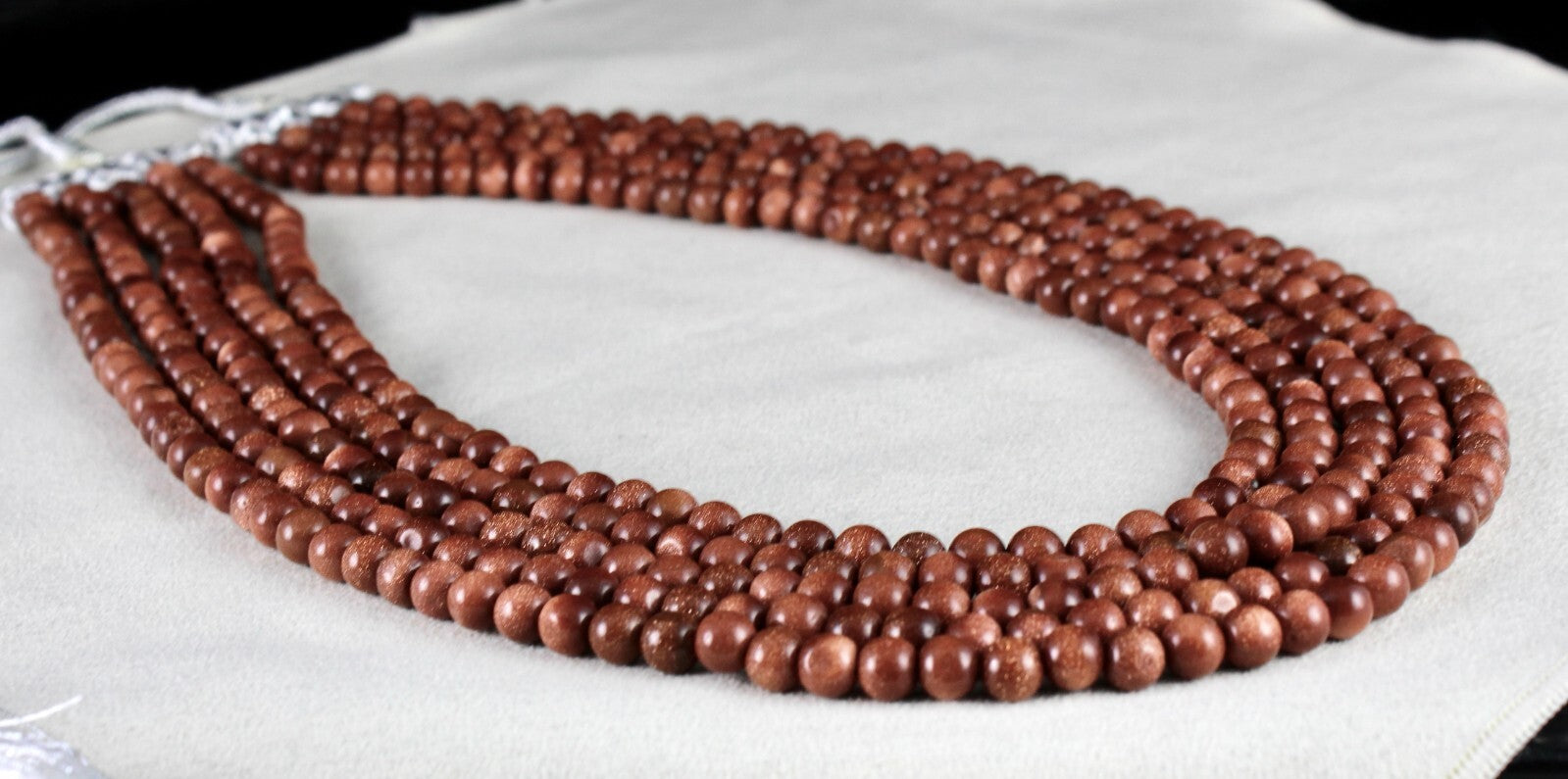 Gold Sun Sitara Sunstone Necklace 5 L 757 Ct Round Beads Semi Precious Gemstone