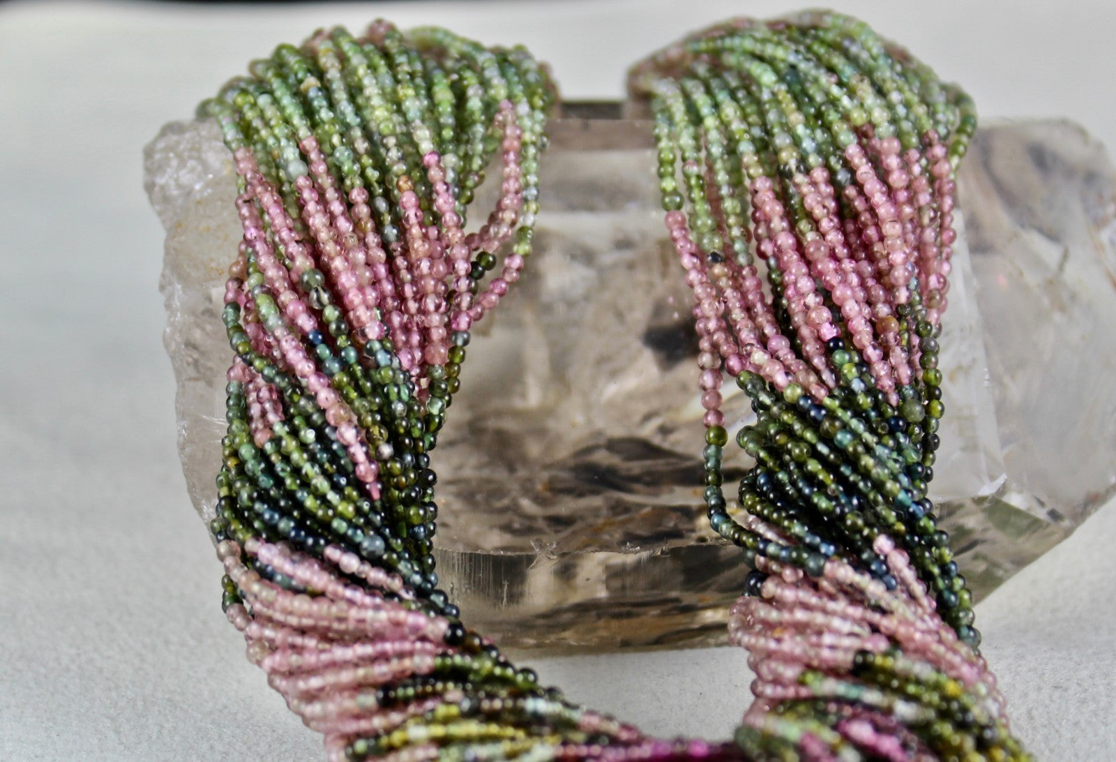 Certified Multi Color Natural Tourmaline 580ct Bunch Sterling Silver Necklace